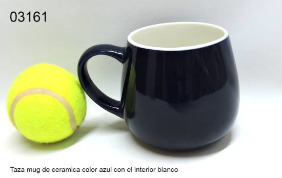Imagen de TAZA MUG MODERNA DE CERAMICA COLOR AZUL INTARIOR BLANCO 1.25